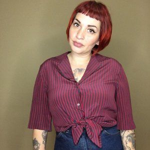 Vintage 90s Y2K  Silk Perry Ellis Striped Top